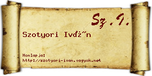 Szotyori Iván névjegykártya